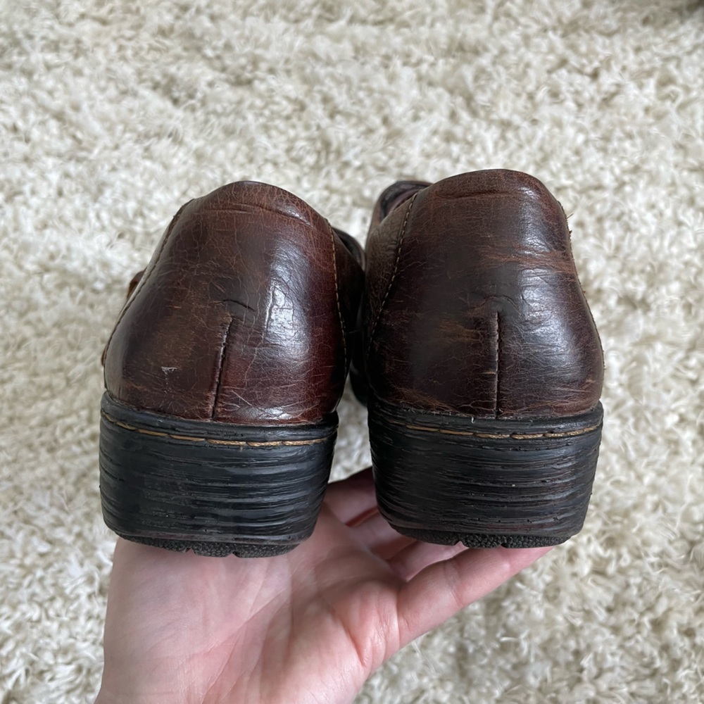 BOC Born Concepts Brown Leather Wedge Clog Cottagecore Shoes Size 10 - Picture 4 of 7